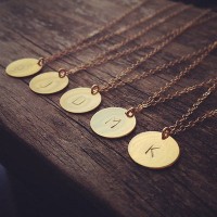 Initial necklace personalized Discs Charm Custom Letter Jewelry Gift friendship