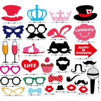 Wedding Decorations Photo Booth Props Moustache Hat Glasses Lips Photography Photo Props 