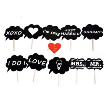 11pcs/set Photobooth Photo Booth Props Mr Mrs Love DIY Photography On A Stick Wedding Decoration Party Fun Favor