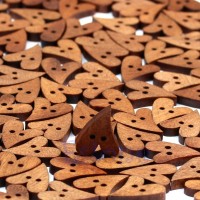  Brown Wooden Sewing Heart Shape Craft Button