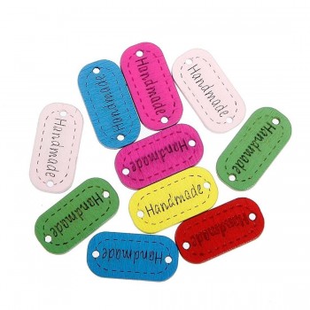 'Handmade' 2 Hole Wood Button Labels Tags
