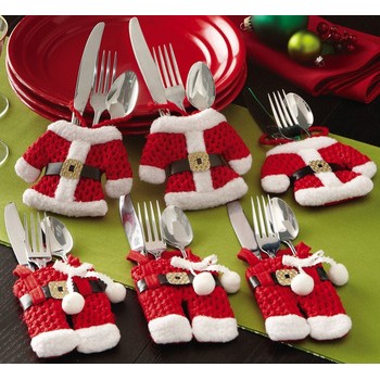 Happy Santa Claus Tableware Silverware Suit Christmas Dinner Party Decor